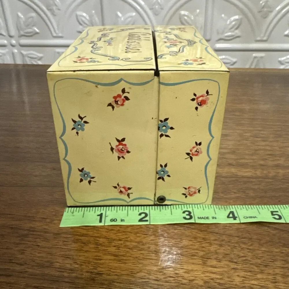 Vintage Tin Metal Recipe Box by Stylecraft Addresses Pattern No. 806 Cottagecore